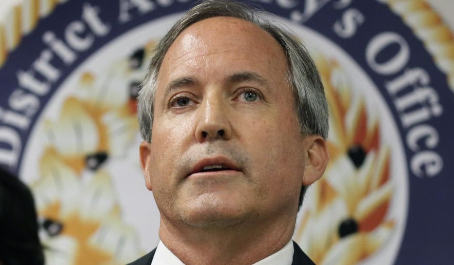 In this June 22, 2017, file photo, Texas Attorney General Ken Paxton speaks at a news conference in Dallas. (AP Photo/Tony Gutierrez, File)