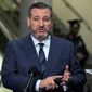 In this Jan. 23, 2020 file photo, Sen. Ted Cruz R-Texas, speaks to the media during the impeachment trial of President Donald Trump, on Capitol Hill in Washington. (AP Photo/Jose Luis Magana, File) **FILE**