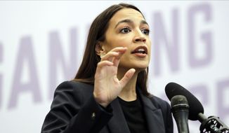 U.S. Rep. Alexandria Ocasio-Cortez, D-N.Y. speaks during a news conference, Friday, May 1, 2020, in the Bronx borough of New York. (AP Photo/Frank Franklin II) **FILE**