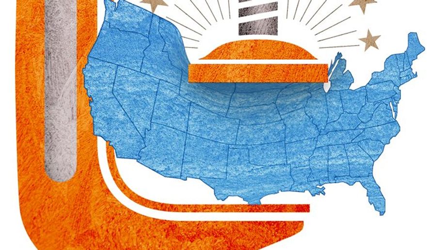 Clamped Flyover States Illustration by Greg Groesch/The Washington Times