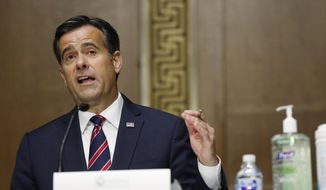 Rep. John Ratcliffe, R-Texas, testifies before a Senate Intelligence Committee nomination hearing on Capitol Hill in Washington, Tuesday, May. 5, 2020. The panel is considering Ratcliffe&#39;s nomination for director of national intelligence. (AP Photo/Andrew Harnik, Pool) **FILE**