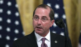 Health and Human Services Secretary Alex Azar speaks about protecting seniors, in the East Room of the White House, Thursday, April 30, 2020, in Washington. (AP Photo/Alex Brandon) ** FILE **