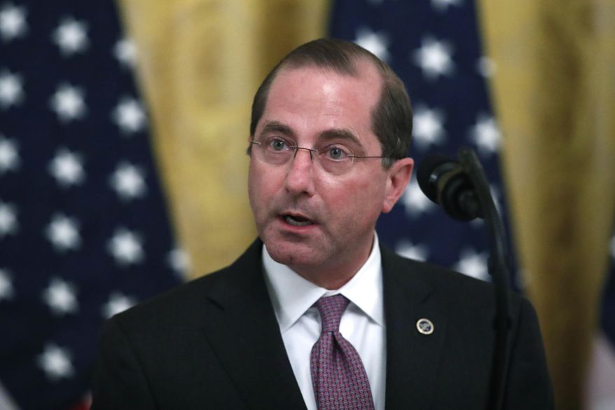 Health and Human Services Secretary Alex Azar speaks about protecting seniors, in the East Room of the White House, Thursday, April 30, 2020, in Washington. (AP Photo/Alex Brandon) ** FILE **