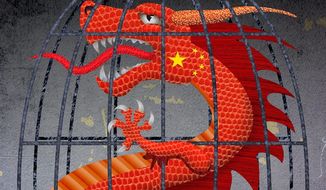 Caged Dragon Illustration by Greg Groesch/The Washington Times