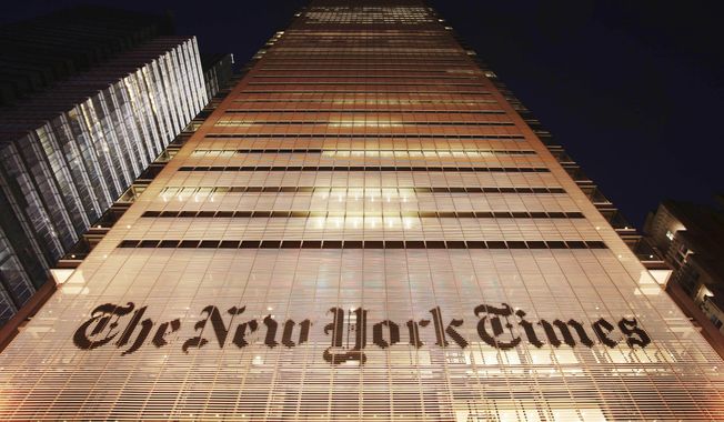 In this Oct. 21, 2009, photo, The New York Times building is shown in New York City. (AP Photo/Mark Lennihan) **FILE**