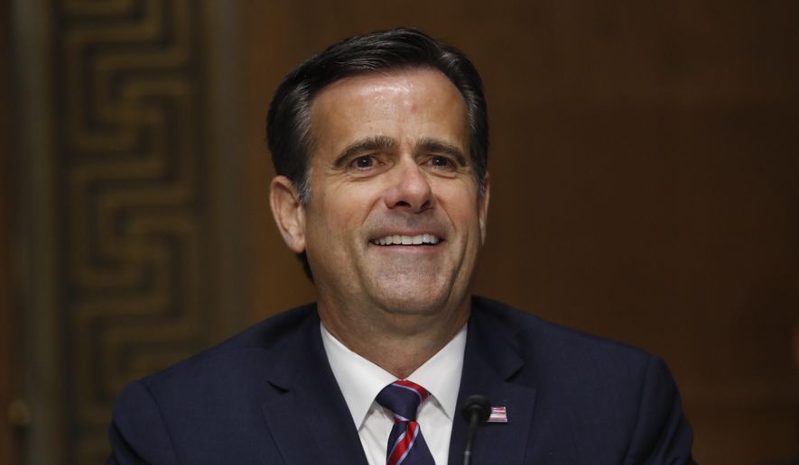 In this May 5, 2020, file photo, Rep. John Ratcliffe, R-Texas, testifies before the Senate Intelligence Committee during his nomination hearing on Capitol Hill in Washington. (AP Photo/Andrew Harnik, Pool) ** FILE **