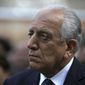 In this March 9, 2020, file photo, Washington&#x27;s peace envoy Zalmay Khalilzad attends the inauguration ceremony for Afghan President Ashraf Ghani at the presidential palace in Kabul, Afghanistan.  (AP Photo/Rahmat Gul, File) **FILE**