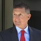 In this July 10, 2018, file photo, former Trump National Security Adviser Michael Flynn leaves the federal courthouse in Washington, following a status hearing. (AP Photo/Manuel Balce Ceneta, File)