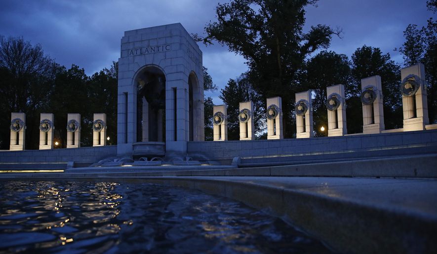 This May 6, 2020, file photo shows the World War II Memorial in Washington. (AP Photo/Patrick Semansky) ** FILE **