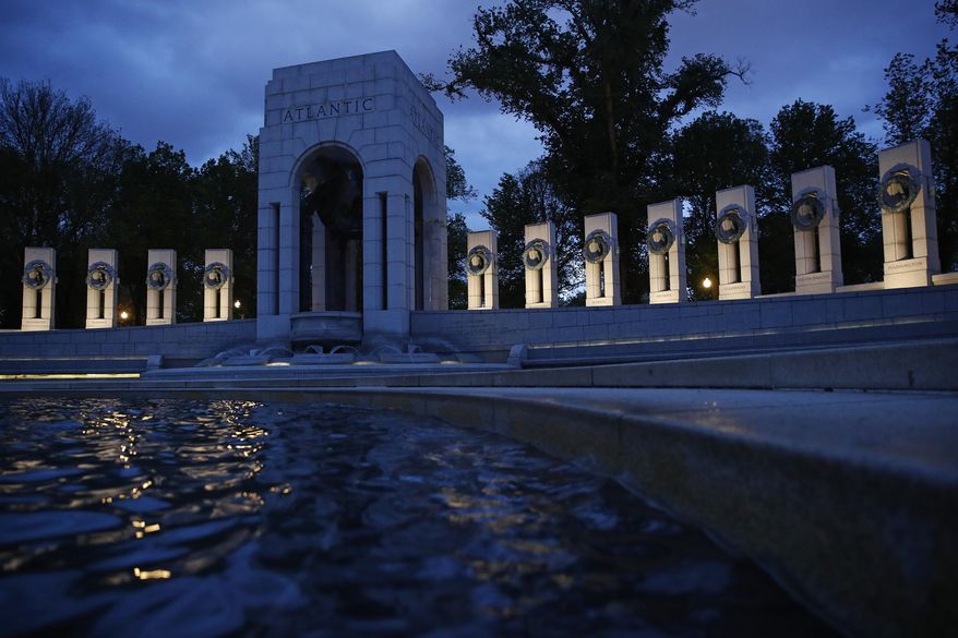 This May 6, 2020, file photo shows the World War II Memorial in Washington. (AP Photo/Patrick Semansky) ** FILE **