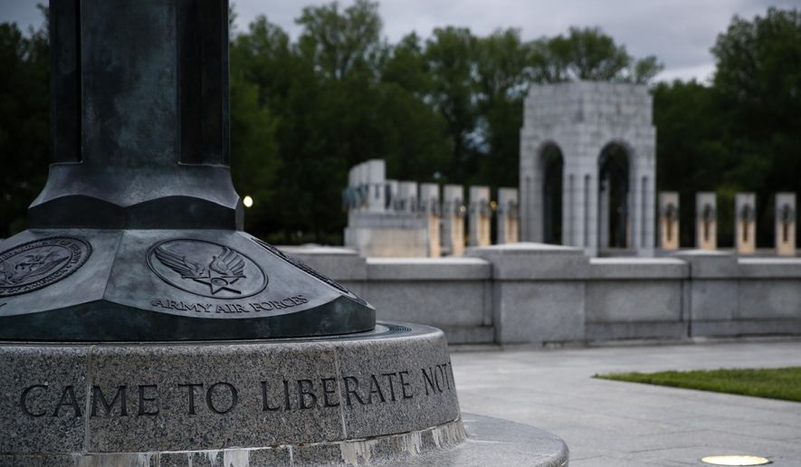 This May 6, 2020, file photo shows the World War II Memorial in Washington. (AP Photo/Patrick Semansky) ** FILE **