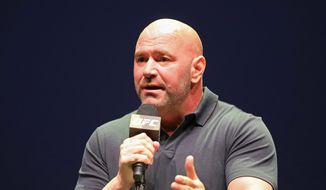 UFC President Dana White speaks at a news conference in New York, Sept. 19, 2019. (AP Photo/Gregory Payan) ** FILE ** 