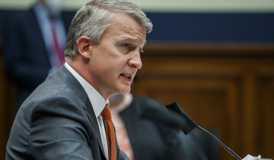 Dr. Richard Bright, former director of the Biomedical Advanced Research and Development Authority, testifies before a House Energy and Commerce Subcommittee on Health hearing to discuss protecting scientific integrity in response to the coronavirus outbreak, Thursday, May 14, 2020 on Capitol Hill in Washington.  (Shawn Thew/Pool via AP)