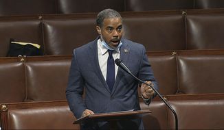 In this Thursday, April 23, 2020, file image taken from video, Rep. Steven Horsford, D-Nev., speaks on the floor of the House of Representatives at the U.S. Capitol in Washington. Horsford, on Saturday, May 16, acknowledged he had an extramarital affair with a woman who said the on-and-off relationship began in 2009 before ending last September. A spokeswoman for Horsford indicated he does not plan to resign, as at least one Republican opponent suggested. (House Television via AP, File)