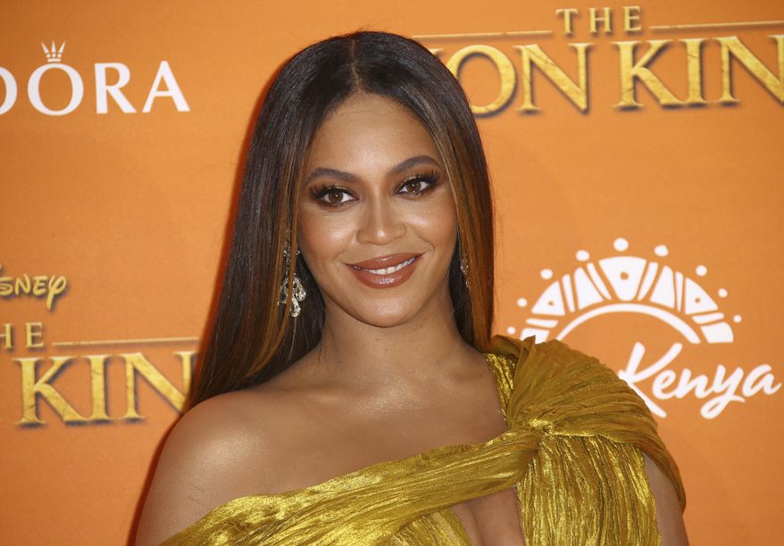 FILE - This July 14, 2019 file photo shows Beyonce at the "Lion King" premiere in London. YouTube announced Tuesday that Beyoncé will deliver an inspirational message to the 2020 class for its “Dear Class of 2020" event, which will take place June 6 at 3 p.m. EDT and will stream on YouTube. (Photo by Joel C Ryan/Invision/AP, File)