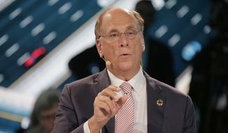 Larry Fink, CEO of Blackrock, participates in a panel during the One Planet Summit in New York, Wednesday, Sept. 26, 2018. (AP Photo/Seth Wenig)