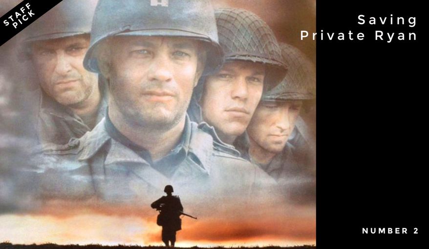 Number 2: Saving Private Ryan | The 1998 film set during the Invasion of Normandy in World War II was directed by Steven Spielberg. It follows United States Army Rangers Captain John H. Miller (Tom Hanks) and a squad as they search for a paratrooper, Private First Class James Francis Ryan (Matt Damon), who is the last-surviving brother of four servicemen. It was nominated for 11 Academy Awards.