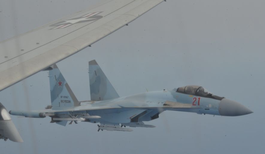Two Russian Su-35 aircraft unsafely intercept a P-8A Poseidon patrol aircraft assigned to U.S. 6th Fleet over the Mediterranean Sea May 26, 2020. The intercept was determined to be unsafe and unprofessional due to the Russian pilots taking close station on each wing of the P-8A simultaneously, restricting the P-8A’s ability to safely maneuver, and lasted a total of 64 minutes. U.S. 6th Fleet, headquartered in Naples, Italy, conducts the full spectrum of joint and naval operations, often in concert with allied and interagency partners, in order to advance U.S. national interests and security and stability in Europe and Africa. (U.S. Navy photo) 