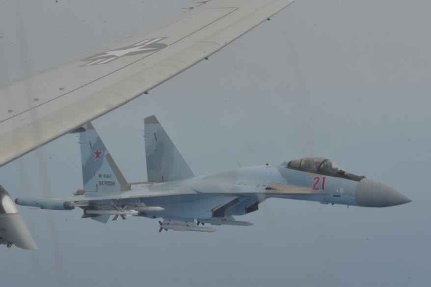 Two Russian Su-35 aircraft unsafely intercept a P-8A Poseidon patrol aircraft assigned to U.S. 6th Fleet over the Mediterranean Sea May 26, 2020. The intercept was determined to be unsafe and unprofessional due to the Russian pilots taking close station on each wing of the P-8A simultaneously, restricting the P-8A’s ability to safely maneuver, and lasted a total of 64 minutes. U.S. 6th Fleet, headquartered in Naples, Italy, conducts the full spectrum of joint and naval operations, often in concert with allied and interagency partners, in order to advance U.S. national interests and security and stability in Europe and Africa. (U.S. Navy photo)