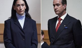 This combination of photos released by AMC shows Sian Clifford, left, and Matthew Macfadyen in scenes from &amp;quot;Quiz,&amp;quot; about a couple accused of cheating their way to the top prize on the British version of TV&#39;s “Who Wants to Be a Millionaire.” The three-part series debuts on Sunday at 10 p.m. EDT on AMC. (AMC/ITV via AP)