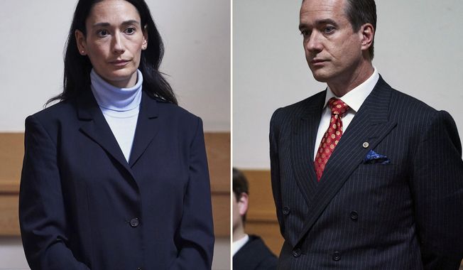 This combination of photos released by AMC shows Sian Clifford, left, and Matthew Macfadyen in scenes from &amp;quot;Quiz,&amp;quot; about a couple accused of cheating their way to the top prize on the British version of TV&#x27;s “Who Wants to Be a Millionaire.” The three-part series debuts on Sunday at 10 p.m. EDT on AMC. (AMC/ITV via AP)