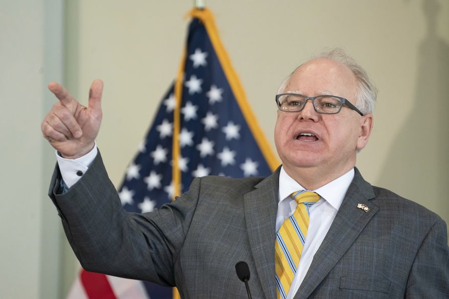 Minnesota Gov. Tim Walz speaks during a news conference Friday, May 29, 2020, St. Paul, Minn., as he talked about the unrest in the wake of the death of George Floyd while he was in custody of Minneapolis police.(Glenn Stubbe/Star Tribune via AP)
