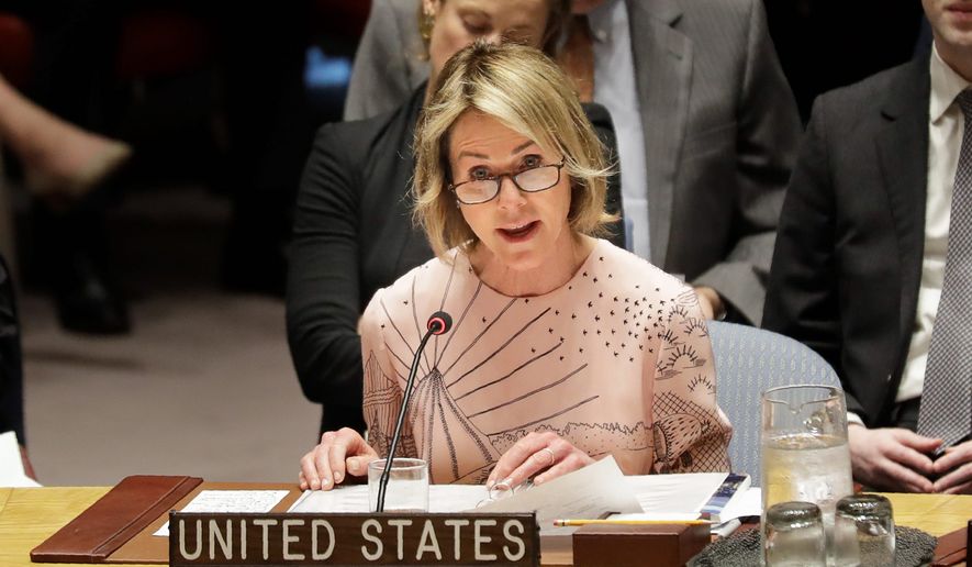 “The People’s Republic of China continues to make specious and destabilizing claims designed to extend its maritime area in the South China Sea,” Kelly Craft, said U.S. Ambassador to the United Nations. (Associated Press)