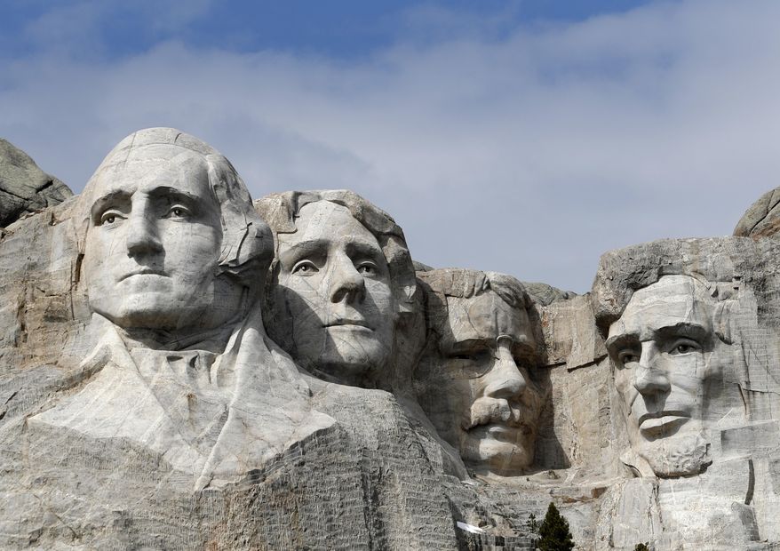 This March 22, 2019, file photo shows Mount Rushmore in Keystone, S.D. Organizers have scrapped plans to mandate social distancing during President Donald Trump&#39;s appearance at a July 3, 2020, Mount Rushmore fireworks display and won&#39;t limit the crowd due to coronavirus concerns, South Dakota Gov. Kristi Noem said Thursday, June 4, 2020. The Republican governor said the National Park Service is dolling out 7,500 tickets via lottery for the event, which marks the first time in a decade that fireworks will be set off at the memorial in recognition of Independence Day. (AP Photo/David Zalubowski, File)