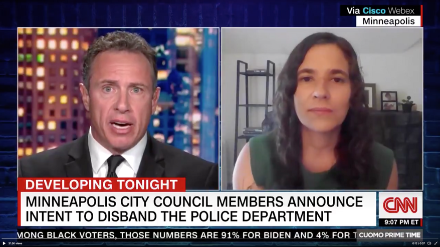 Lisa Bender said Monday in an appearance on "Cuomo Prime Time" that to her, "defund the police" doesn't mean having a smaller budget or a reconstituted department. (Cuomo Prime Time on CNN via Twitter)