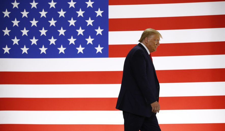 President Donald Trump arrives to speak during a tour of Puritan Medical Products medical swab manufacturing facility, Friday, June 5, 2020, in Guilford, Maine. (AP Photo/Patrick Semansky)