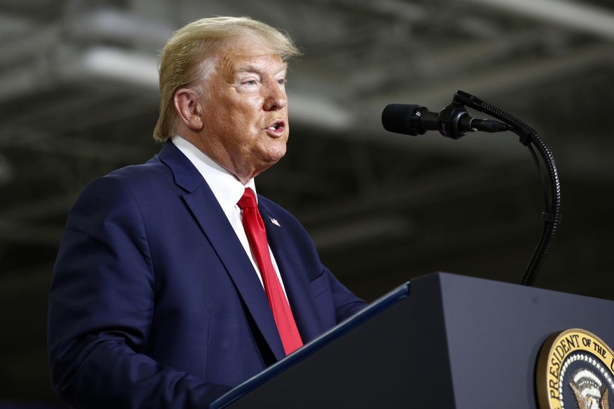 President Donald Trump speaks after touring Puritan Medical Products, a medical swab manufacturer, Friday, June 5, 2020, in Guilford, Maine. (AP Photo/Patrick Semansky) **FILE**