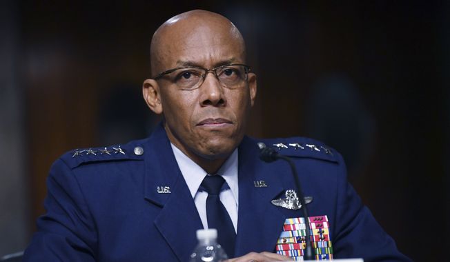 In this May 7, 2020, file photo Charles Q. Brown, Jr., nominated for reappointment to the grade of General and to Chief of Staff of the U.S. Air Force, testifies during a Senate Armed Services Committee nominations hearing on Capitol Hill in Washington. The Senate on Tuesday, June 9, unanimously confirmed Gen. Charles Brown Jr. as chief of staff of the U.S. Air Force, making him the first black officer to lead one of the nation&#x27;s military services. (Kevin Dietsch/Pool via AP, File) **FILE**