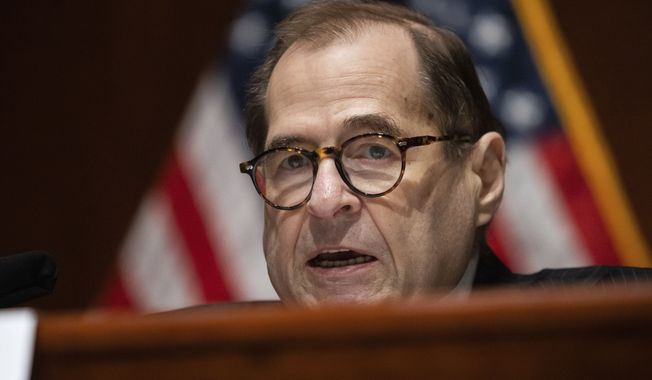 Chairman of the House Judiciary Committee, Rep. Jerrold Nadler, D-N.Y., speaks during a House Judiciary Committee hearing on proposed changes to police practices and accountability on Capitol Hill, Wednesday, June 10, 2020, in Washington. (Graeme Jennings/Pool via AP)