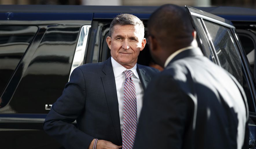 In this Dec. 18, 2018, photo, President Donald Trump&#x27;s former National Security Adviser Michael Flynn arrives at federal court in Washington. (AP Photo/Carolyn Kaster) ** FILE **
