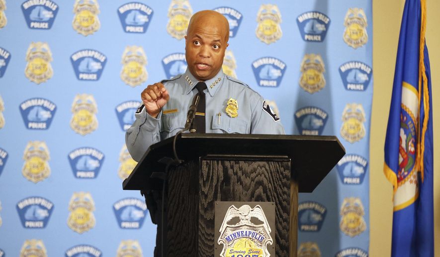 Minneapolis Police Chief Medaria Arradondo addresses the media, Wednesday, June 10, 2020 in Minneapolis. The press conference follows the Memorial Day death of George Floyd in police custody after video shared online by a bystander showed former officer Derek Chauvin kneeling on Floyd's neck during his arrest as he pleaded that he couldn't breathe. (AP Photo/Jim Mone)