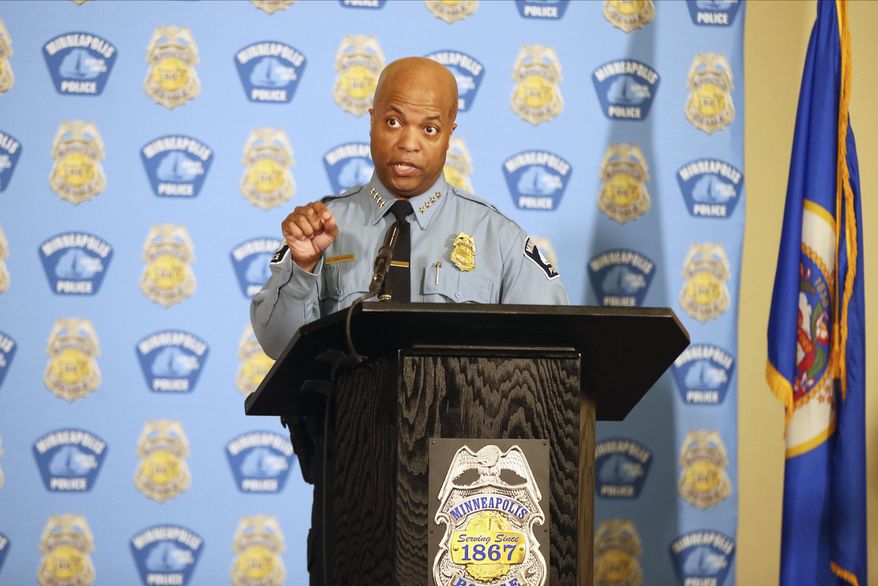 Minneapolis Police Chief Medaria Arradondo addresses the media, Wednesday, June 10, 2020 in Minneapolis. The press conference follows the Memorial Day death of George Floyd in police custody after video shared online by a bystander showed former officer Derek Chauvin kneeling on Floyd's neck during his arrest as he pleaded that he couldn't breathe. (AP Photo/Jim Mone)