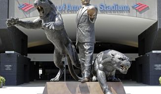 FILE - In this July 10, 2018, file photo, a statue of former Carolina Panthers owner Jerry Richardson stands outside an entrance to Bank of America Stadium in Charlotte, N.C. The statue of former Carolina Panthers owner Jerry Richardson was removed from in front of the team&#39;s stadium, Wednesday, June 10, 2020. &amp;quot;We were aware of the most recent conversation surrounding the Jerry Richardson statue and are concerned there may be attempts to take it down,&amp;quot; the team said in a statement. &amp;quot;We are moving the statue in the interest of public safety.&amp;quot; (AP Photo/Chuck Burton, FIle)