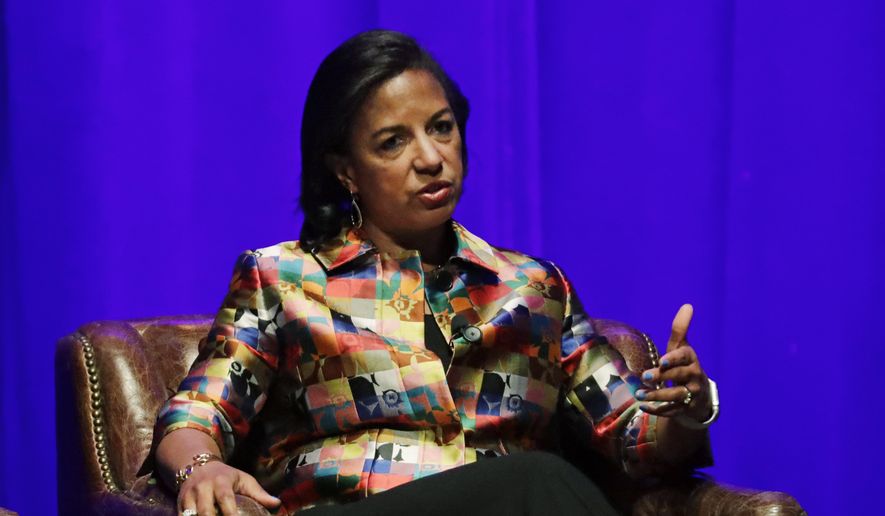 In this Feb. 19, 2020, file photo, former National Security Adviser Susan Rice takes part in a discussion on global leadership at Vanderbilt University in Nashville, Tenn. (AP Photo/Mark Humphrey, File)