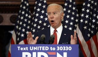 In this June 2, 2020, file photo, Democratic presidential candidate former Vice President Joe Biden speaks in Philadelphia. (AP Photo/Matt Rourke, File)