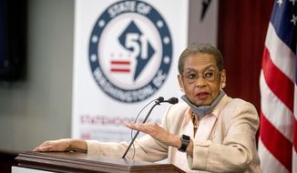 Delegate Eleanor Holmes Norton, D-D.C., speaks at a news conference on District of Columbia statehood on Capitol Hill, Tuesday, June 16, 2020, in Washington. (AP Photo/Andrew Harnik) ** FILE **