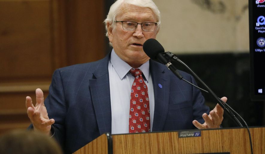 Burl Cain, the former warden at Angola prison in Louisiana, responds to a lawmaker&#x27;s question during his confirmation hearing before the Senate Corrections Committee at the Capitol in Jackson, Miss., Tuesday, June 16, 2020. The committee unanimously endorsed Cain, who faced ethics questions in Louisiana, to be the new commissioner of Mississippi&#x27;s troubled prison system. (AP Photo/Rogelio V. Solis)