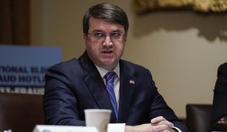 Veterans Affairs Secretary Robert Wilkie speaks during a roundtable with President Donald Trump about America&#x27;s seniors, in the Cabinet Room of the White House on Monday, June 15, 2020. (AP Photo/Evan Vucci) **FILE**