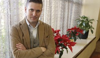 FILE – In this Dec. 6, 2016, file photo, white nationalist Richard Spencer poses between interviews in College Station, Texas. A judge in Montana has told  Spencer that he faces two weeks in a county jail if he doesn’t reach a plan this week to pay off a legal debt stemming from his divorce case, according to court records. On Wednesday, June 17, 2020 Spencer said “I have every confidence that we will reach an agreement and this will be quickly forgotten and under the bridge&amp;quot;. (AP Photo/David J. Phillip, File)