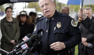 In this April 23, 2018, file photo, Metropolitan Nashville Police Chief Steve Anderson speaks at a news conference in Nashville, Tenn. Anderson announced, Thursday, June 18, 2020, that he will retire amid calls for his resignation. Anderson will step down after a national search for a new chief is completed. (AP Photo/Mark Humphrey, File)