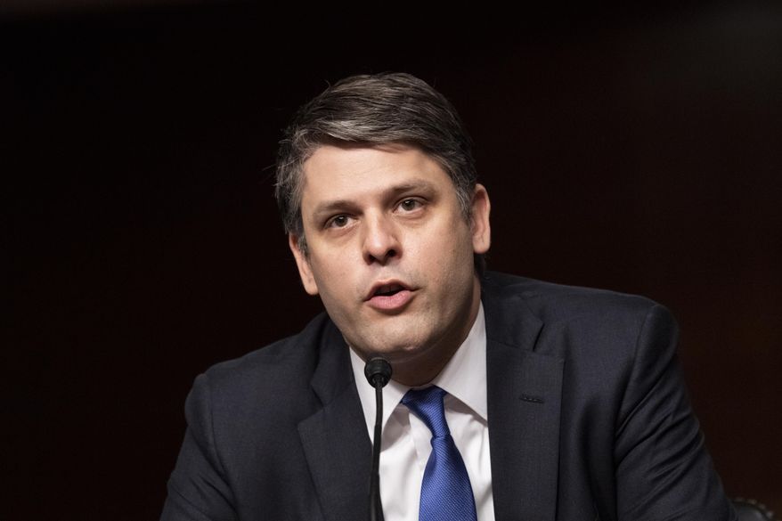 In this May 6, 2020 photo, nominee Justin Walker to be U.S. District Judge for the District of Columbia Circuit testifies during a Senate Judiciary Committee hearing on Capitol Hill in Washington. (Caroline Brehman/Pool Photo via AP)