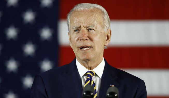 In this June 17, 2020, photo, Democratic presidential candidate, former Vice President Joe Biden speaks in Darby, Pa.  (AP Photo/Matt Slocum)  **FILE**