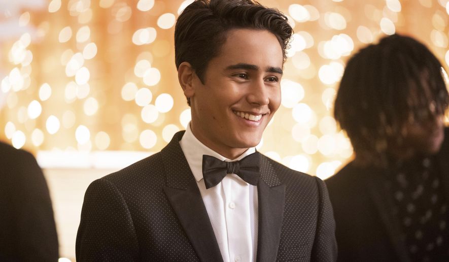 This image released by Hulu shows Michael Cimino in a scene from the series "Love, Victor," premiering on June 19. (Gilles Mingasson/Hulu via AP)