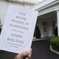A copy of &amp;quot;The Room Where It Happened,&amp;quot; by former national security adviser John Bolton, is photographed at the White House, Thursday, June 18, 2020, in Washington. (AP Photo/Alex Brandon)
