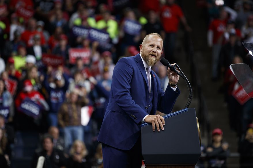 Brad Parscale, campaign manager for President Donald Trump speaks during a campaign rally at the Target Center in Minneapolis. (AP Photo/Evan Vucci, File)