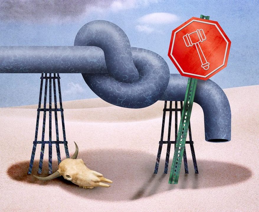 Blocking the Gas Pipeline Illustration by Greg Groesch/The Washington Times